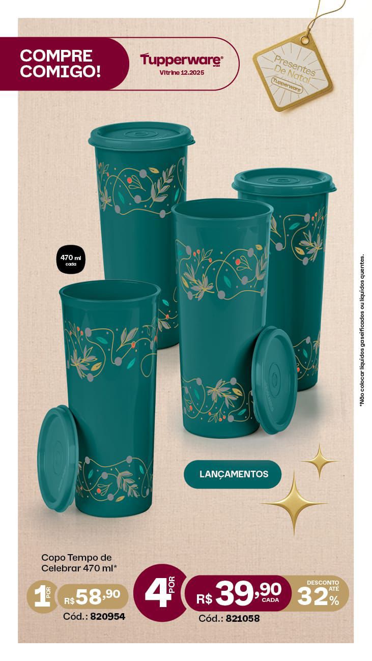 Copos da tupperware Natalinos 450ml