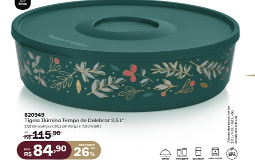 Tigela Ilumina Natalina 2.5 litros Tupperware.