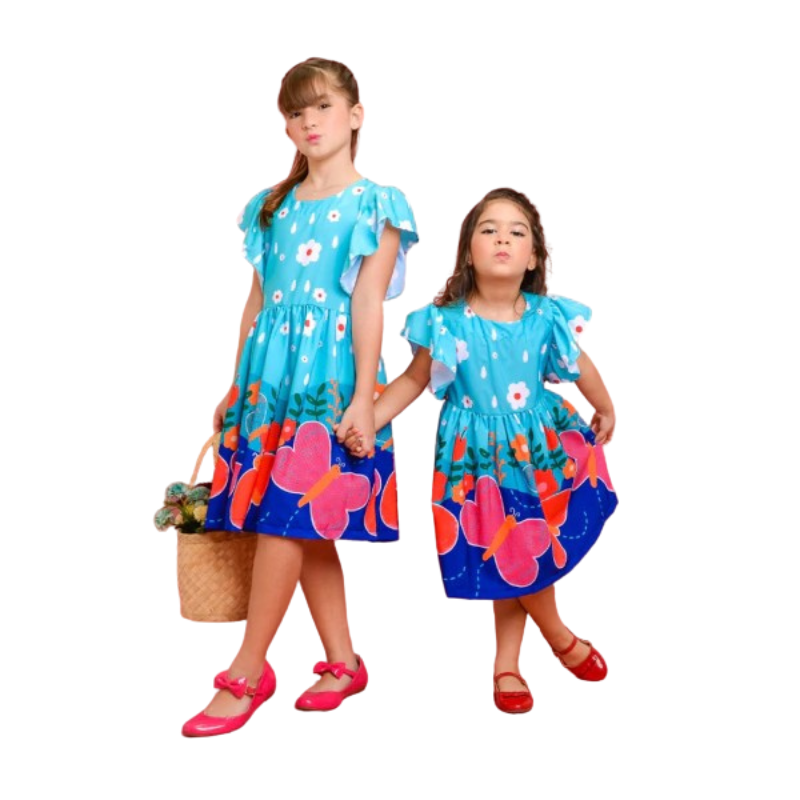 Vestido Infantil Menina Borboletas aqui na Suricatto