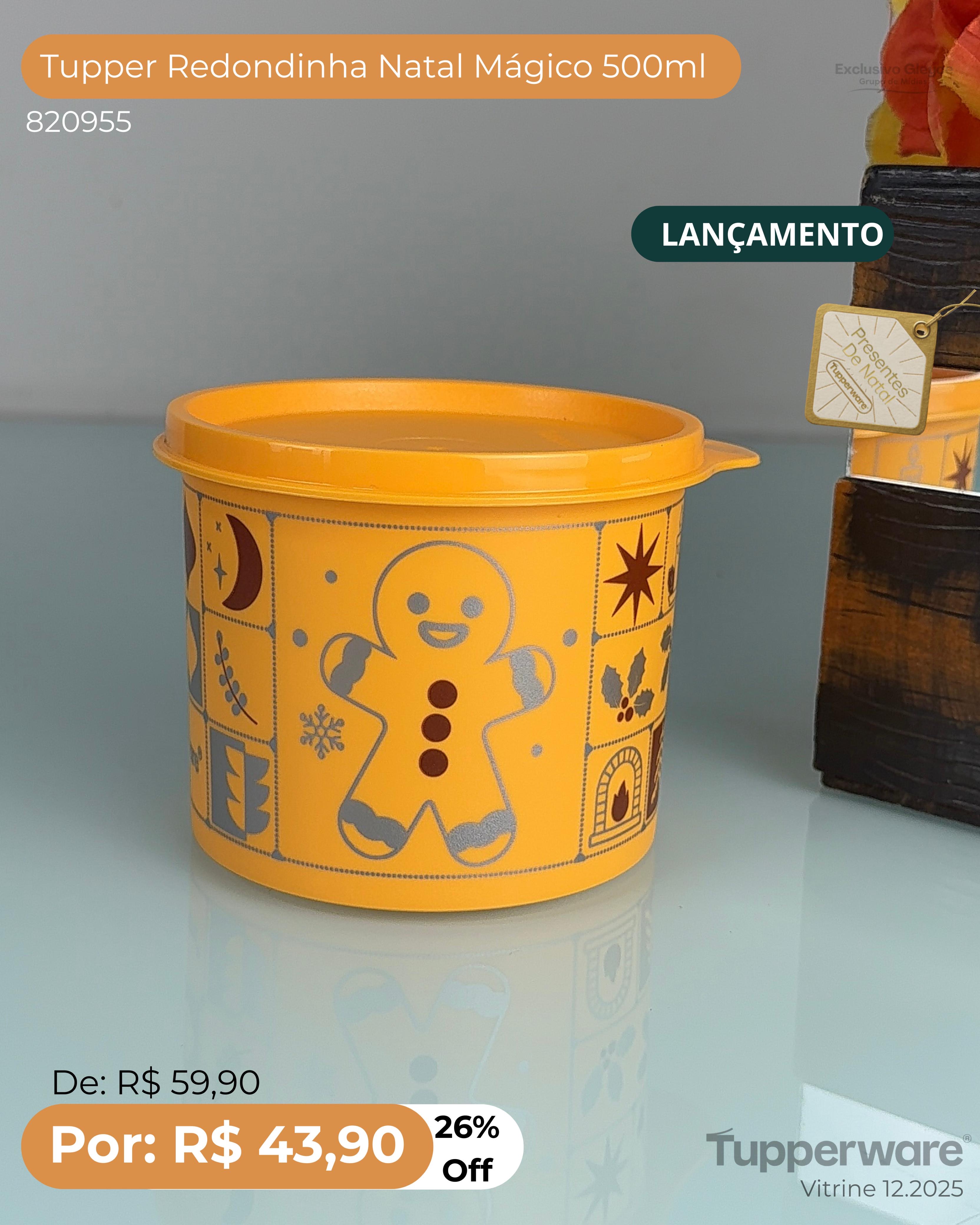 Caixa redondinha Tupperware 500ml.